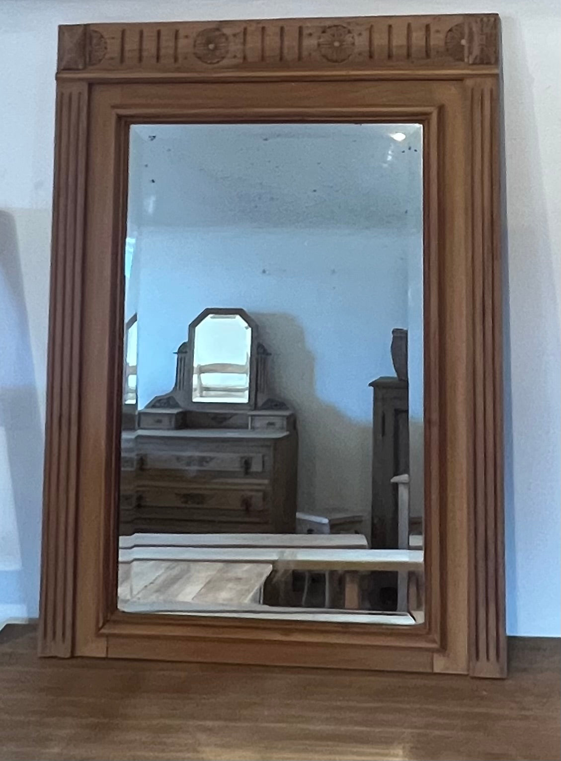 Miroir ancien en bois massif brut