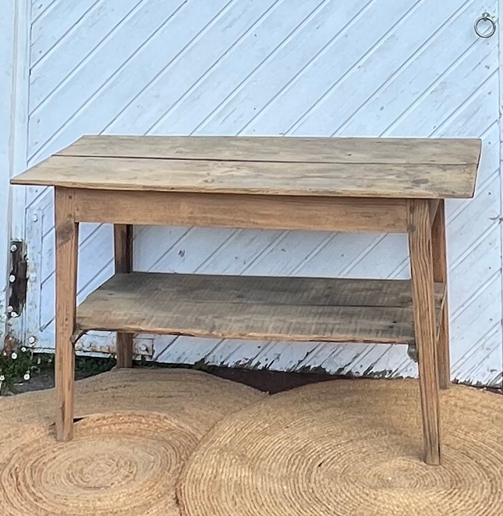 Table de drapier ancienne en bois massif brut : îlot de cuisine console meuble tv meuble vasque table de travail …