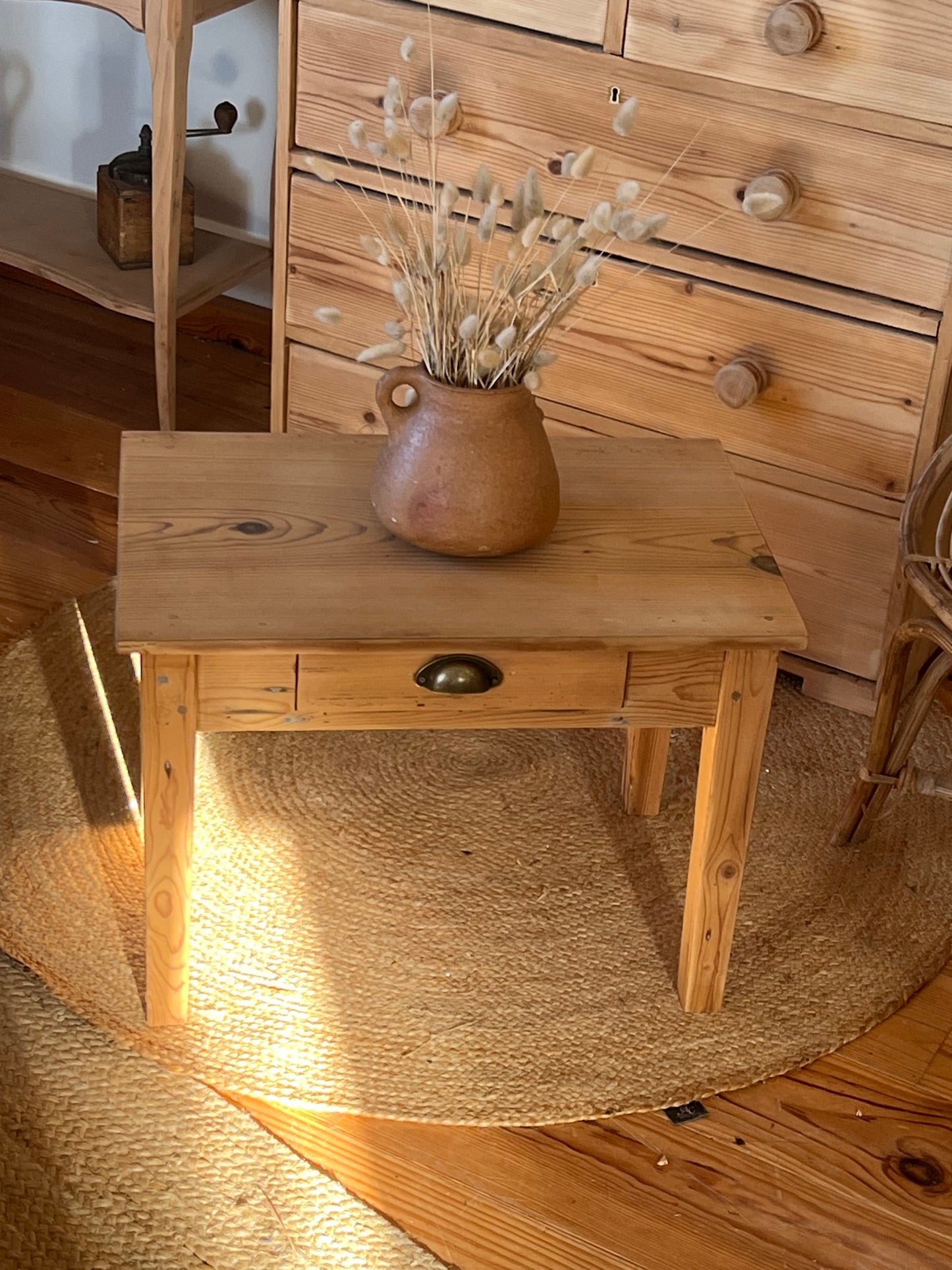 Table basse de ferme ancienne 1 tiroir