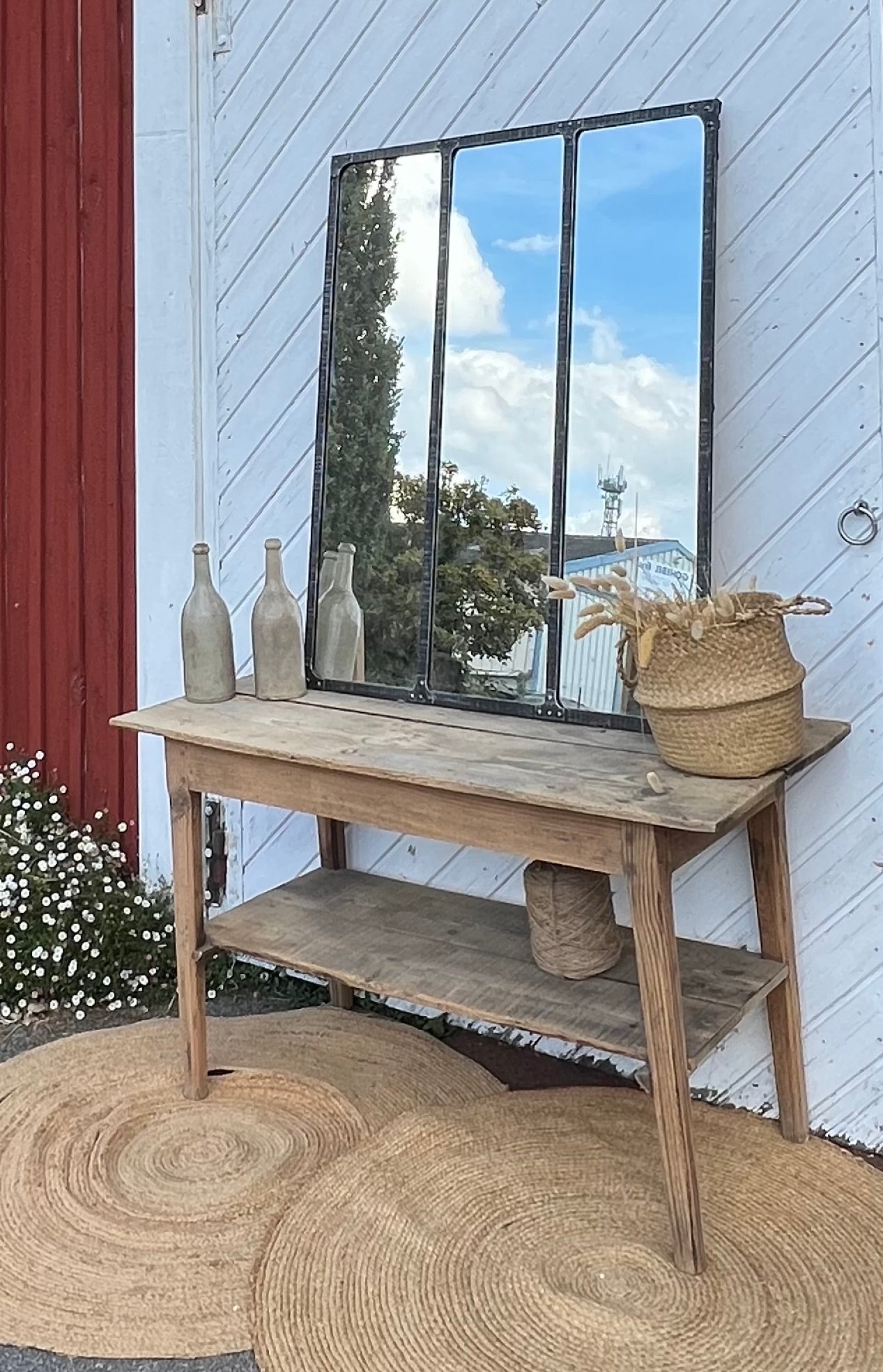 Table de drapier ancienne en bois massif brut : îlot de cuisine console meuble tv meuble vasque table de travail …