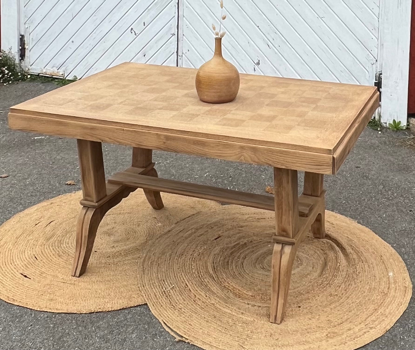 Table ancienne rénovée en chêne brut