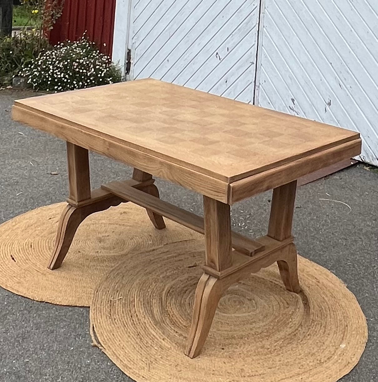 Table ancienne rénovée en chêne brut