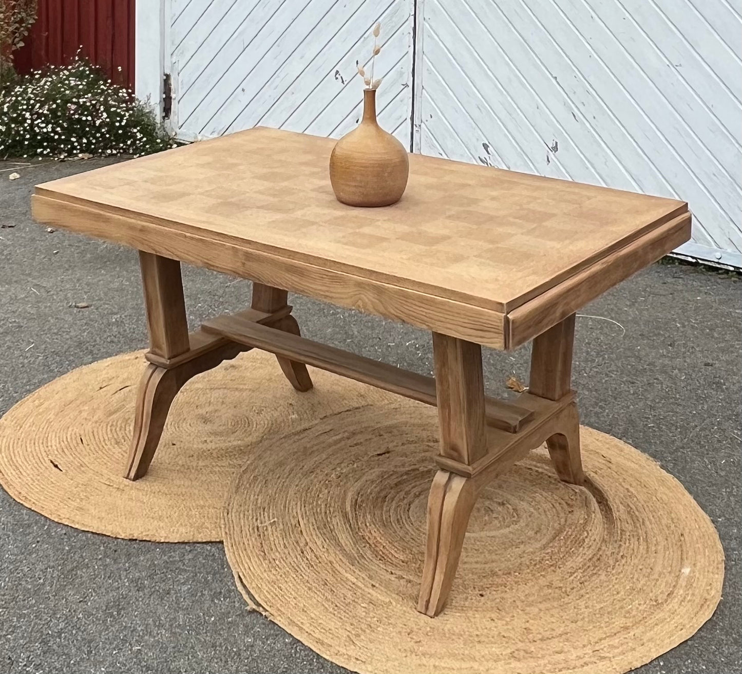 Table ancienne rénovée en chêne brut