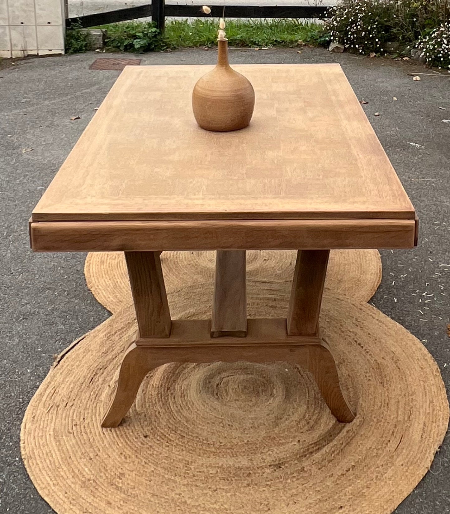 Table ancienne rénovée en chêne brut