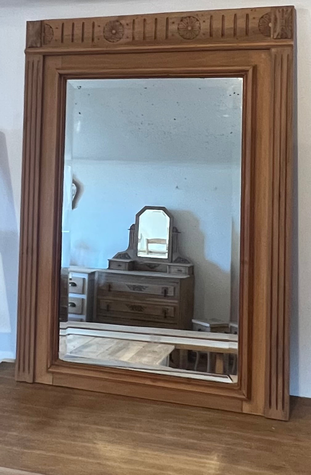 Miroir ancien en bois massif brut