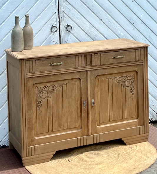 Buffet ancien en chêne massif brut 2 tiroirs