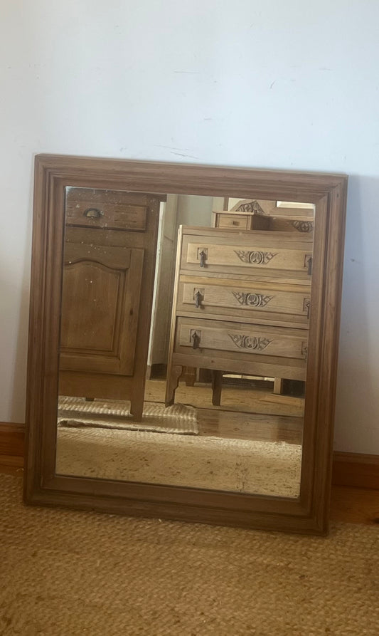 Miroir ancien en chêne massif brut
