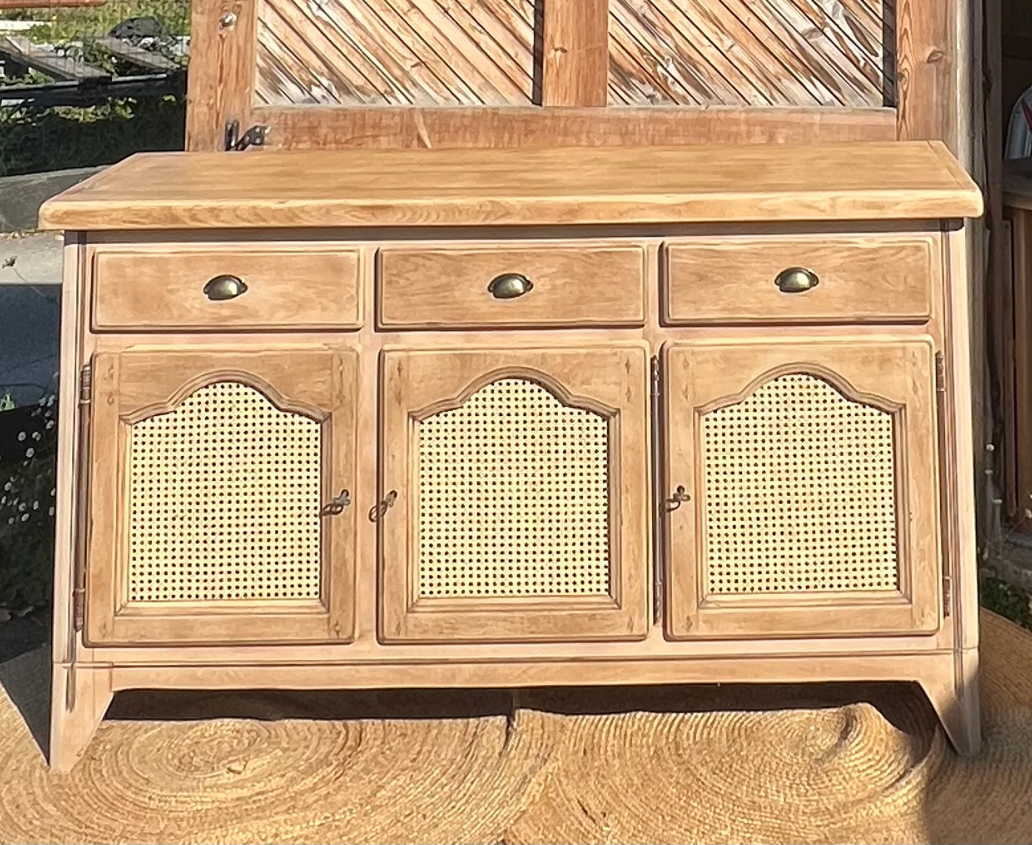 Buffet rénové - enfilade en chêne brut 3 portes 3 tiroirs