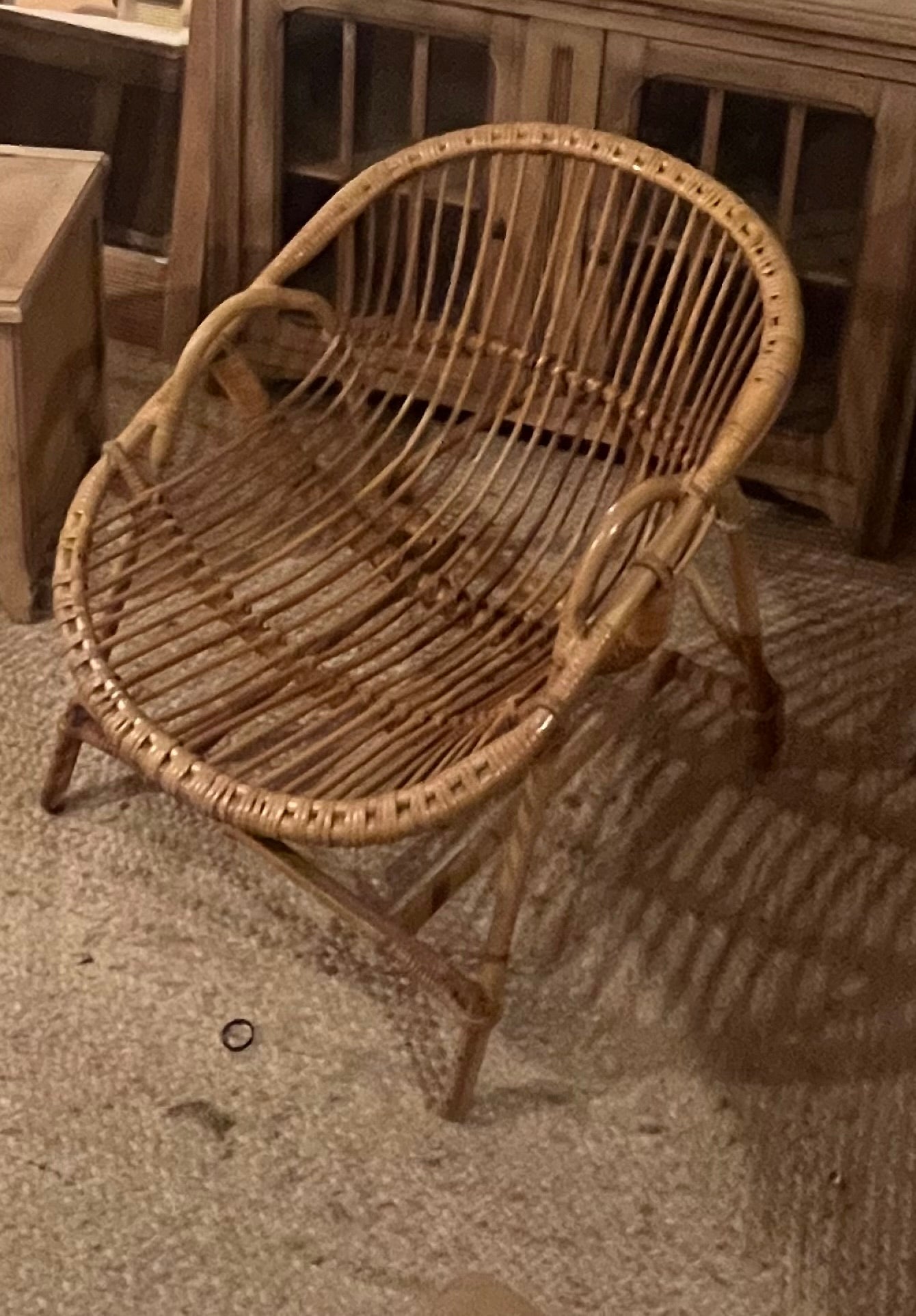 Fauteuil en rotin vintage des années 60