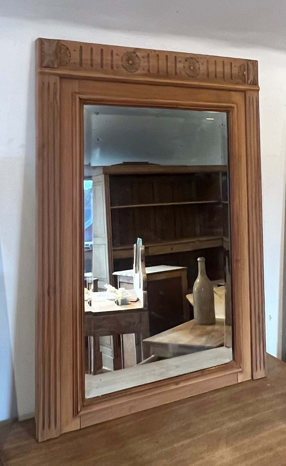 Miroir ancien en bois massif brut