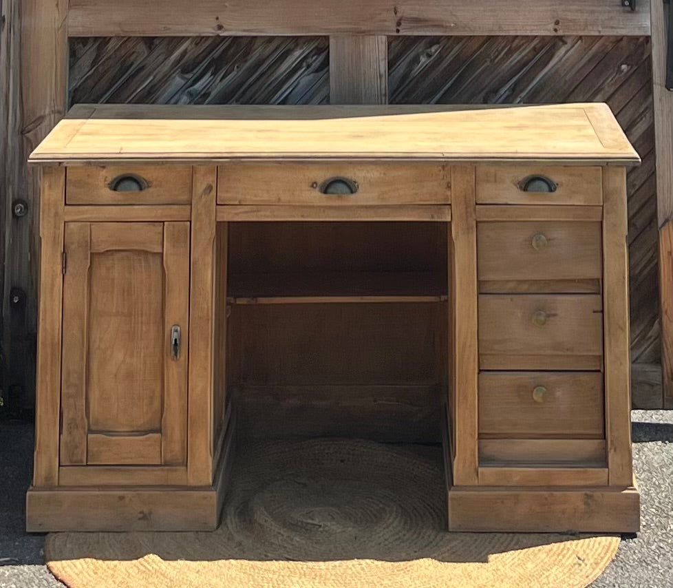 Bureau ancien en chêne brut - comptoir
