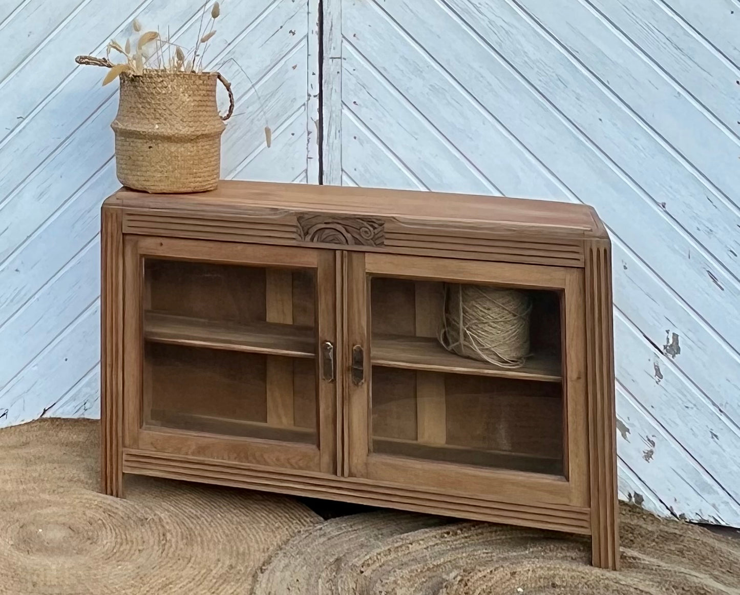 Meuble télé tv ancien en bois massif brut