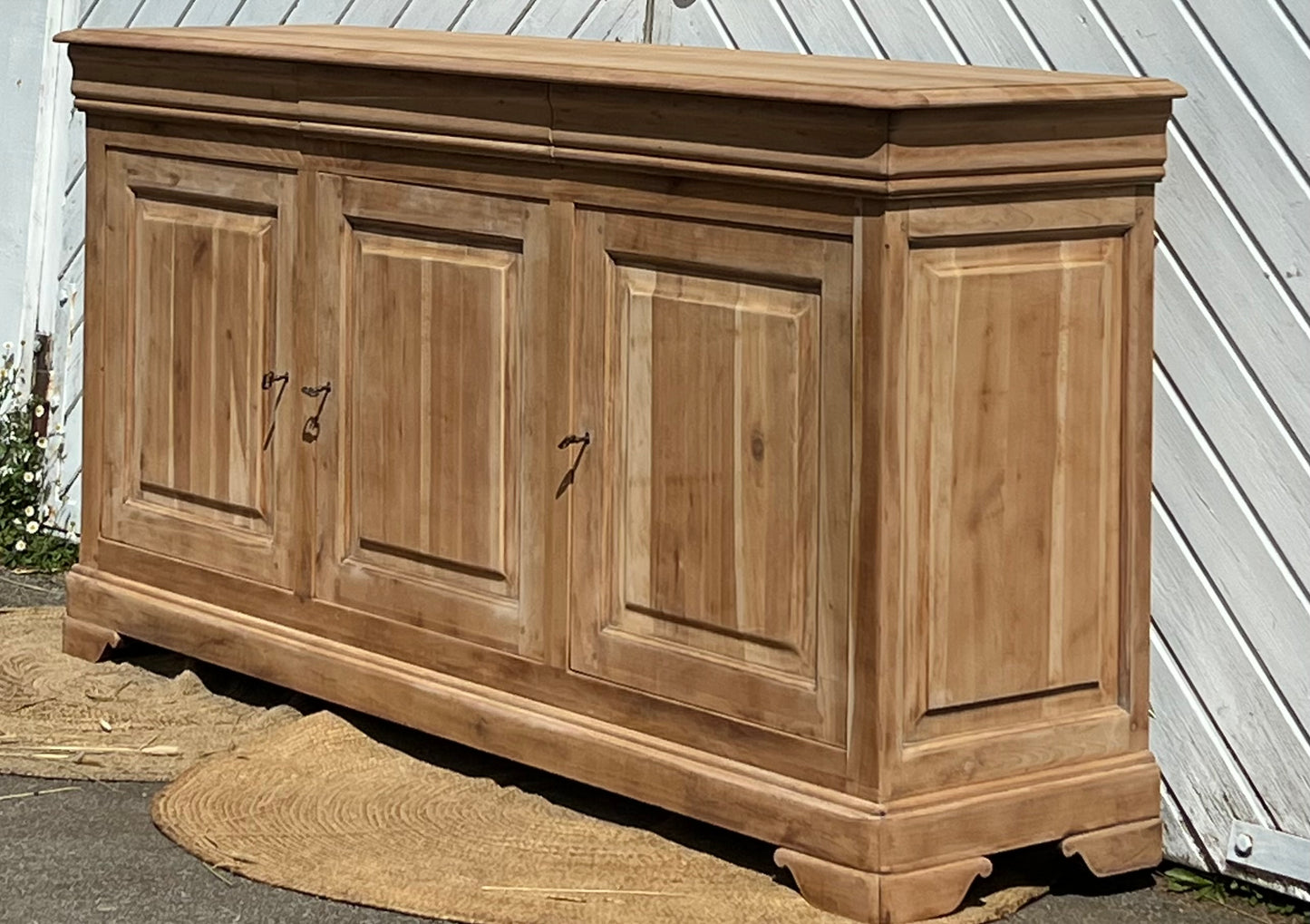 Grande enfilade / buffet ancien rénové- 3 tiroirs en bois massif brut