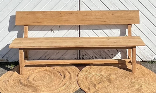 Grand banc ancien en chêne massif brut