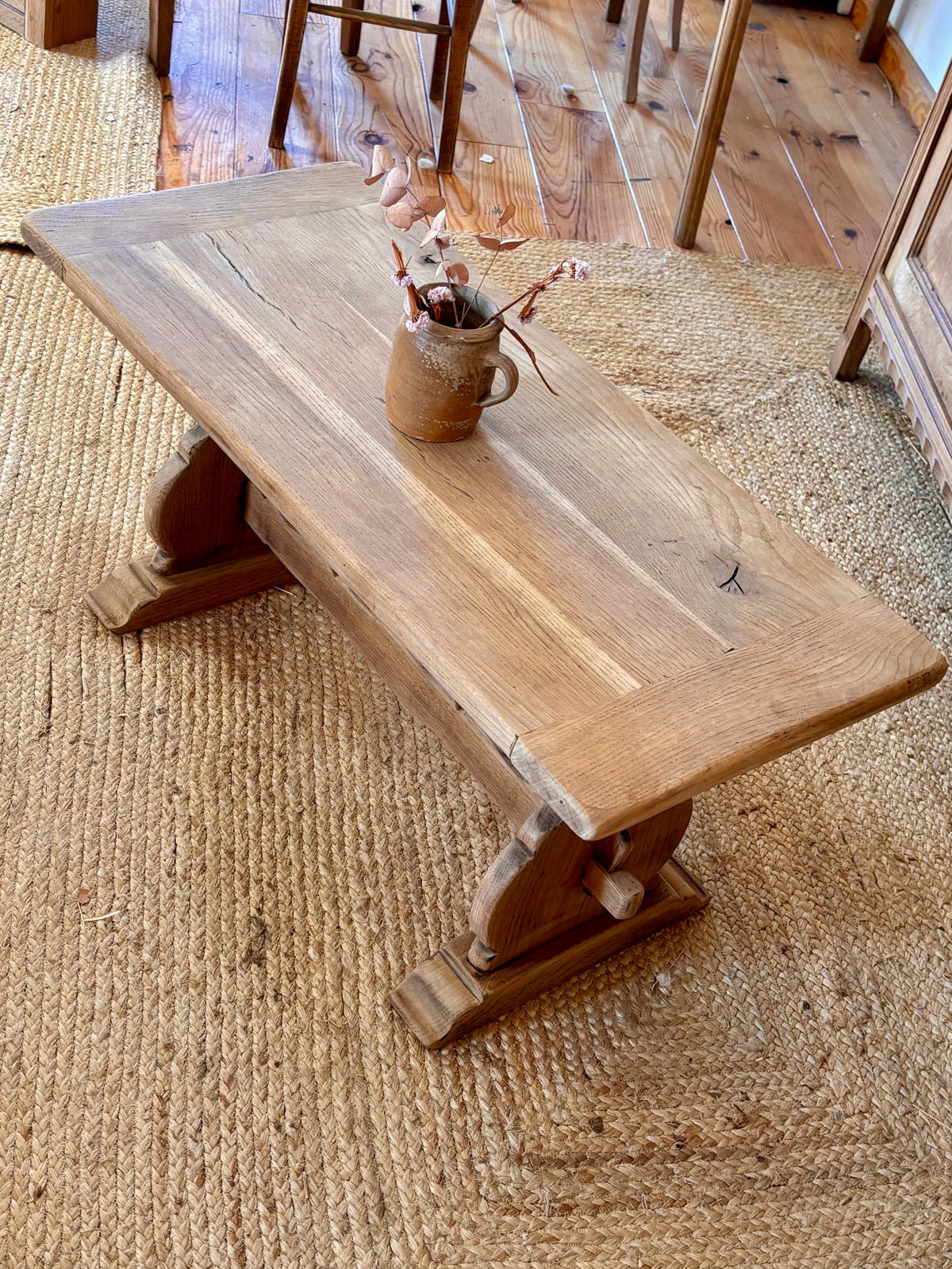 Table basse monastère ancienne en chêne massif brut