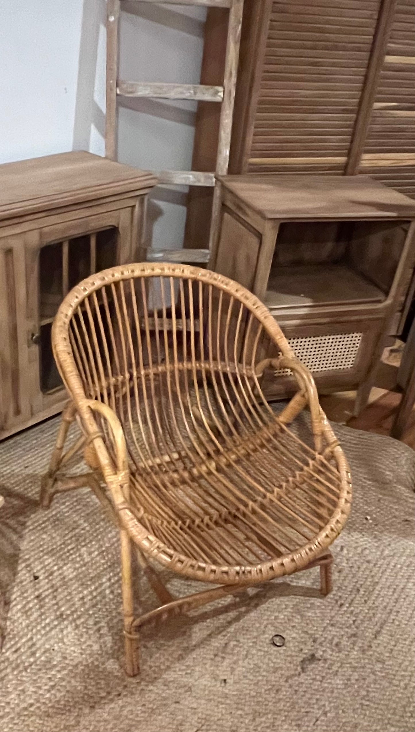 Fauteuil en rotin vintage des années 60