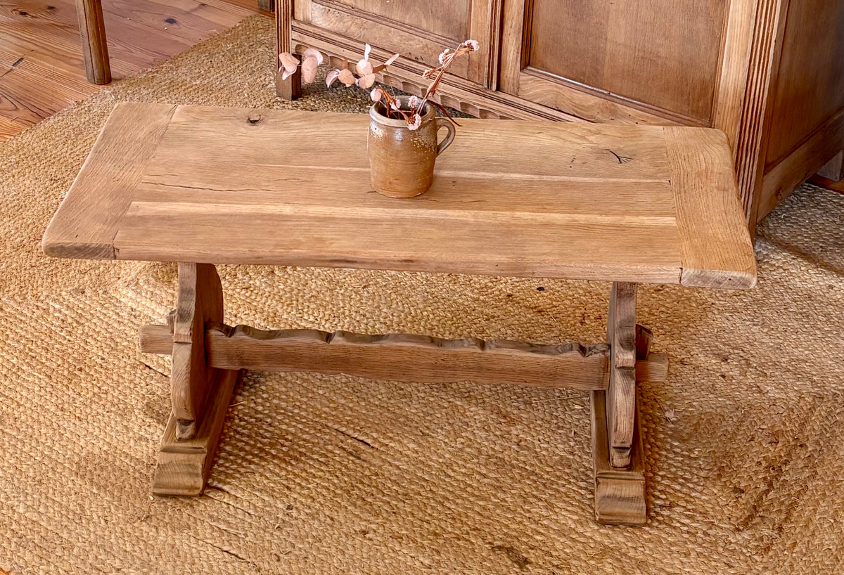Table basse monastère ancienne en chêne massif brut