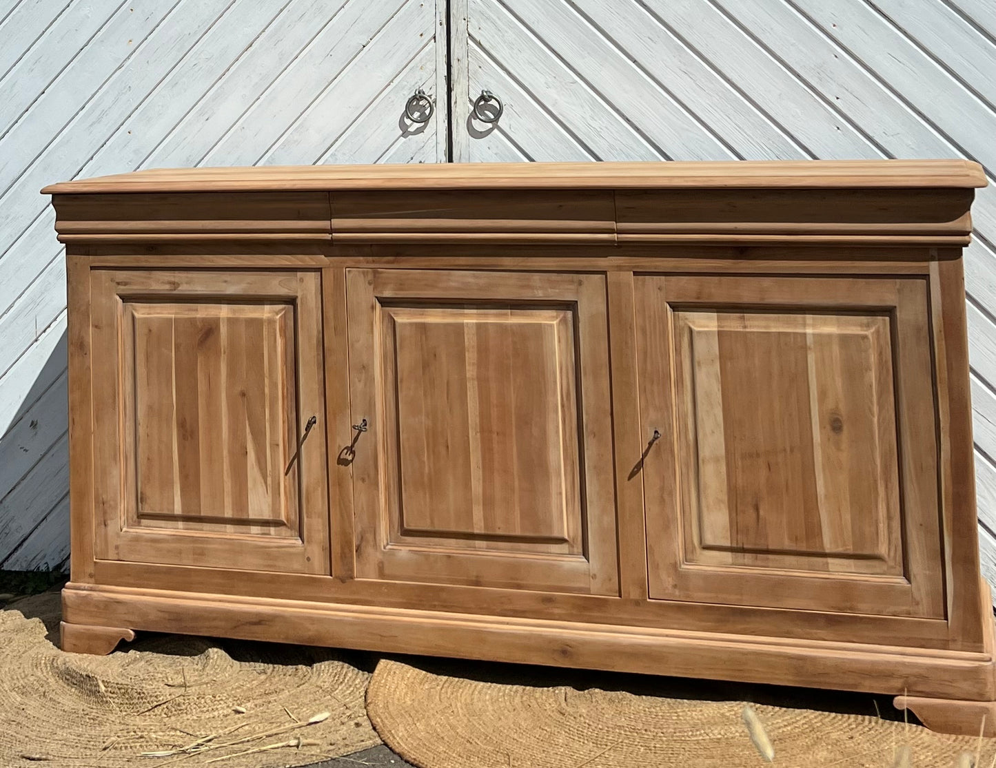 Grande enfilade / buffet ancien rénové- 3 tiroirs en bois massif brut