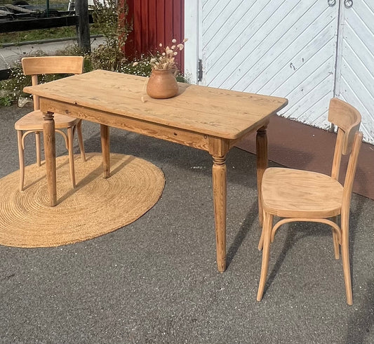 Table bistrot vintage ancienne en bois massif brut - esprit campagne chic
