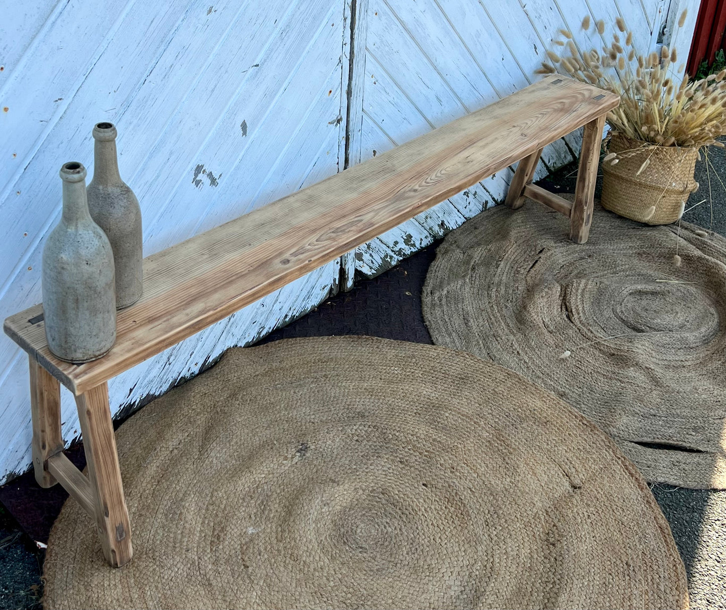 Bancs de ferme anciens en bois massif brut 1m76
