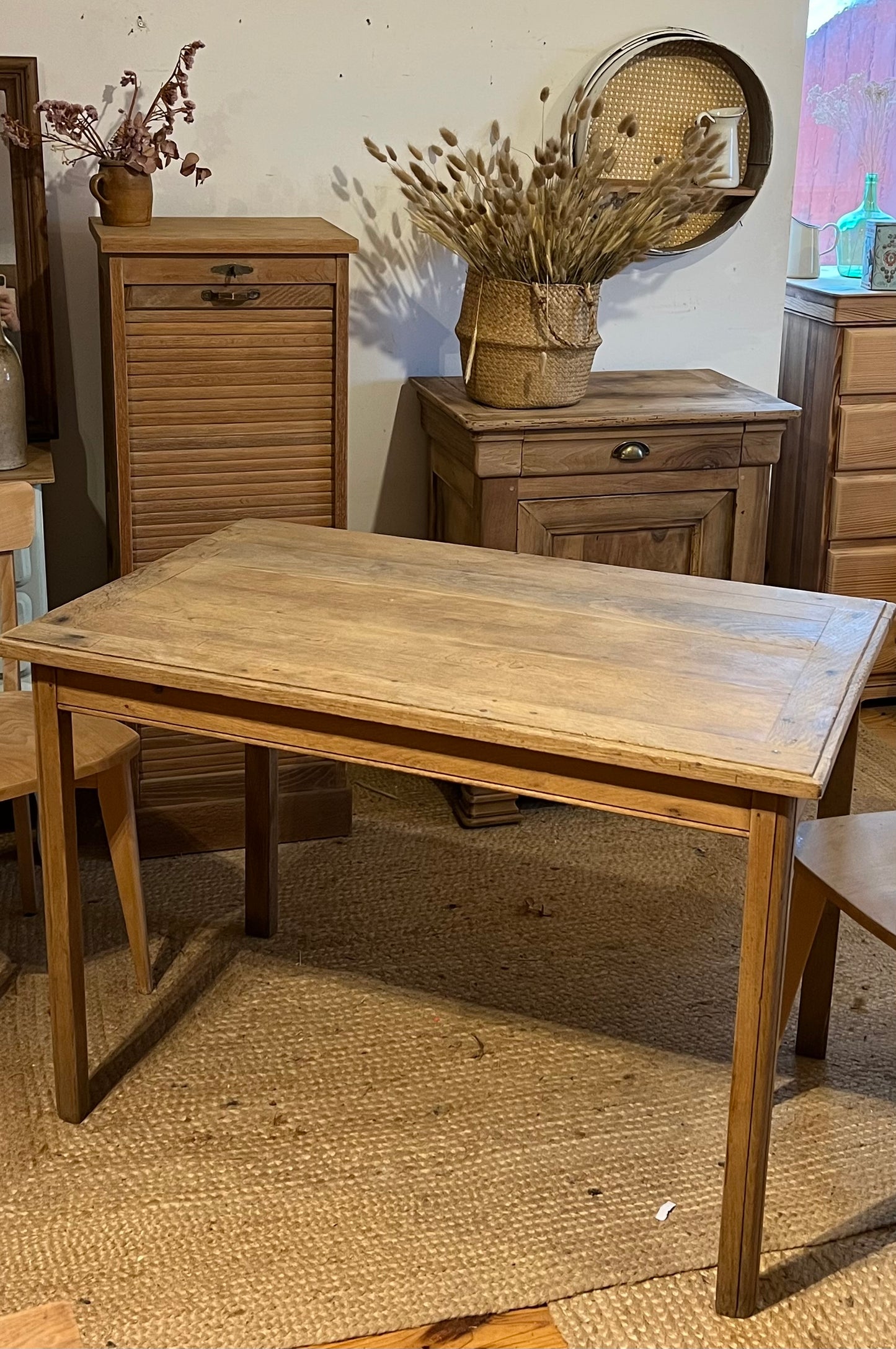Table ancienne en chêne massif brut 4/6 personnes