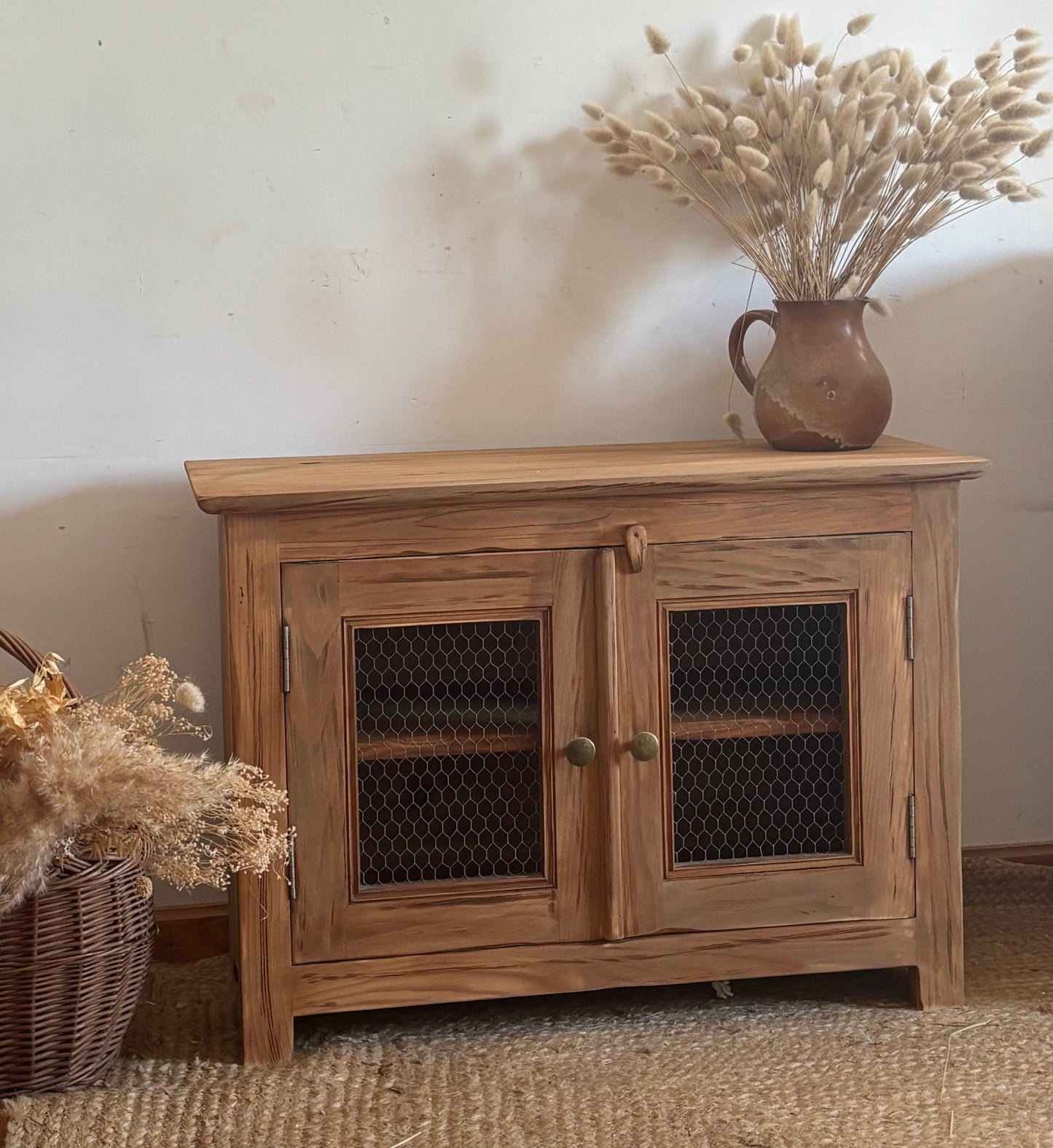 Meuble télé tv ancien en bois massif brut