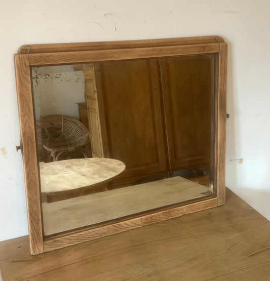Miroir ancien en chêne massif brut