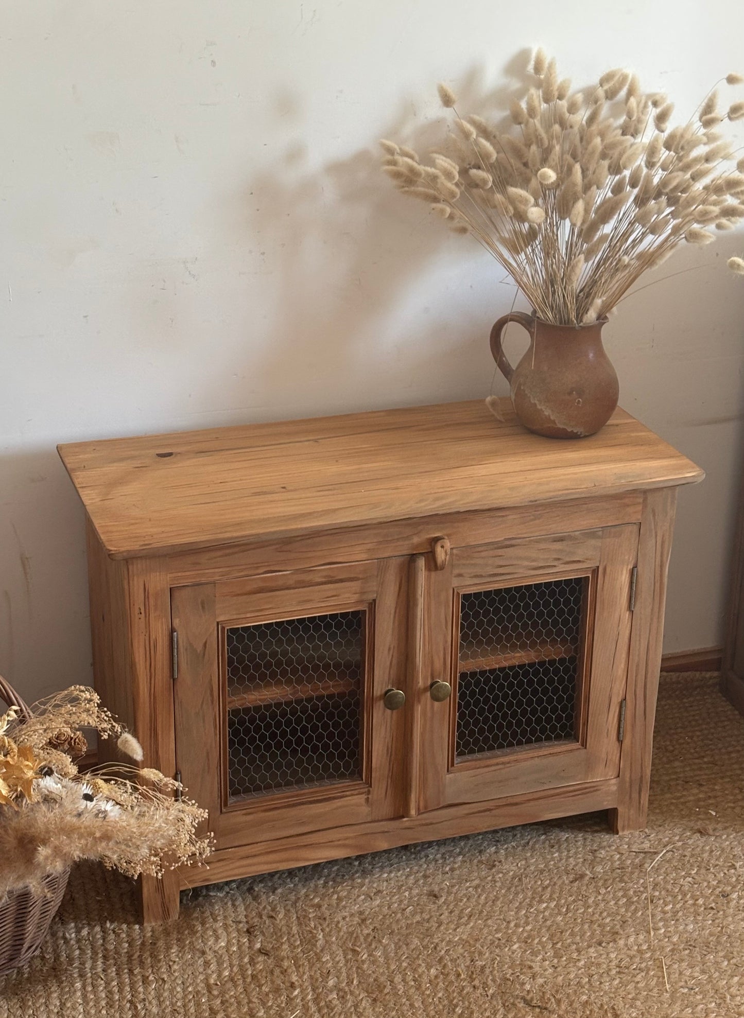 Meuble télé tv ancien en bois massif brut