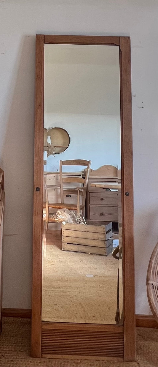 Grand miroir ancien en chêne massif brut