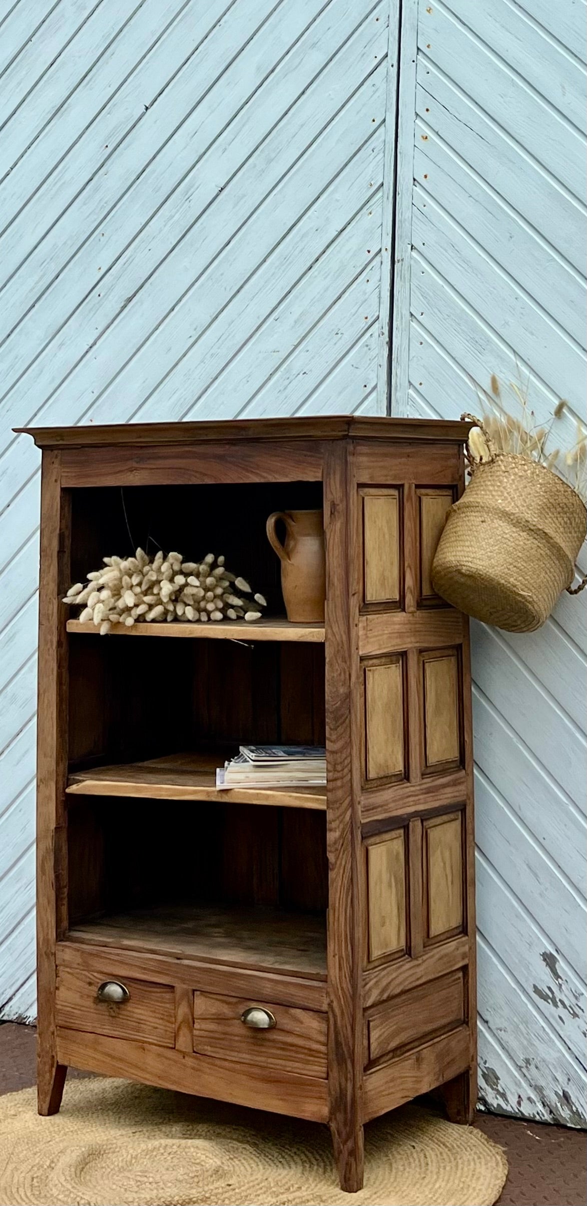 Petite armoire parisienne ancienne esprit campagne chic : vaisselier bibliothèque…
