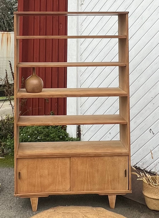 Bibliothèque vintage en chêne brut