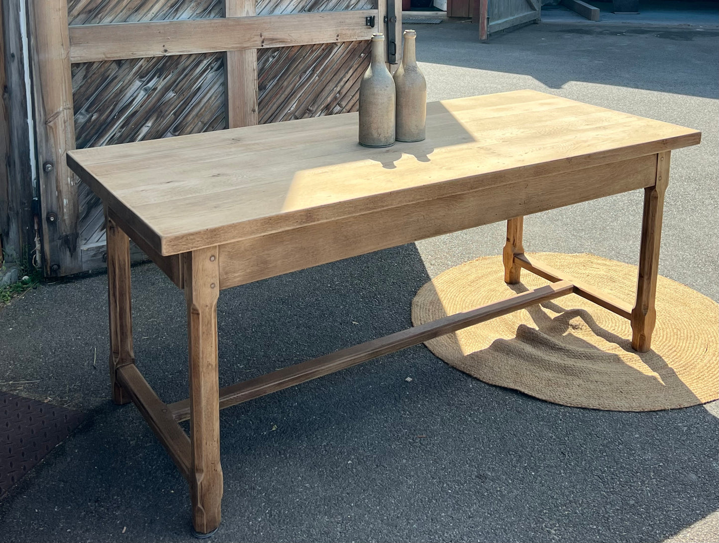 Grande table ancienne 2 rallonges en chêne massif brut