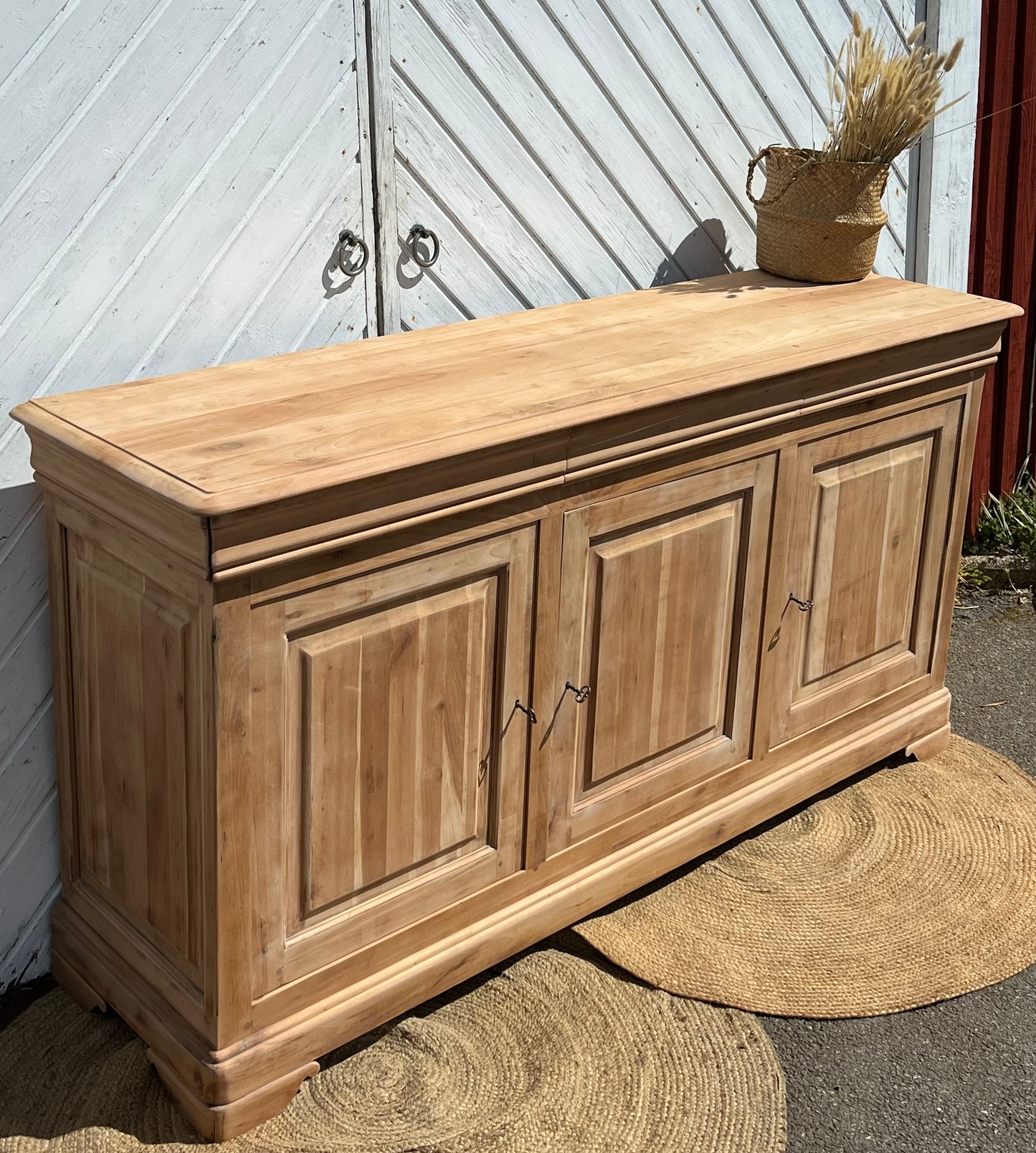 Grande enfilade / buffet ancien rénové- 3 tiroirs en bois massif brut