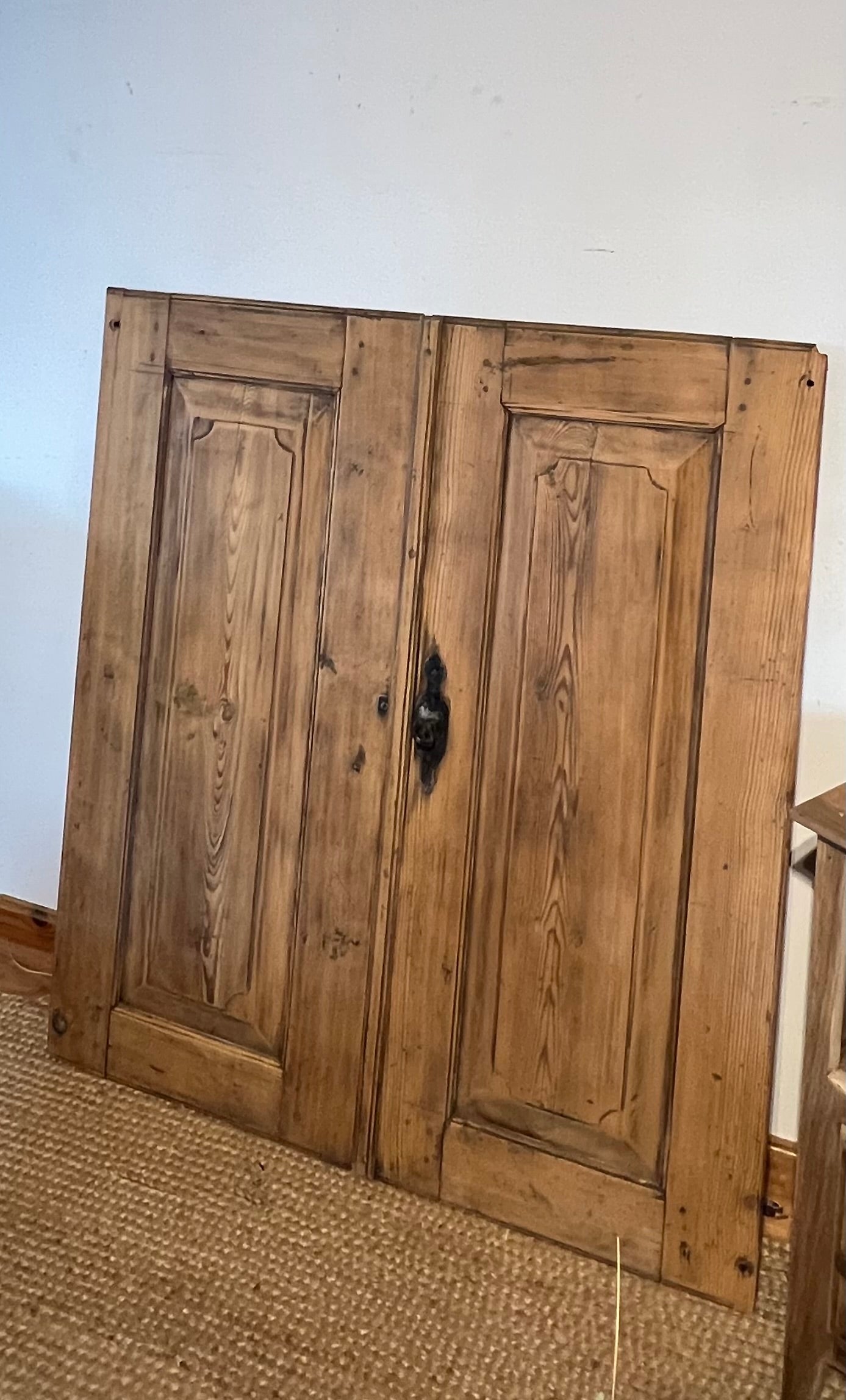 Double porte ancienne en bois massif brut esprit campagne chic