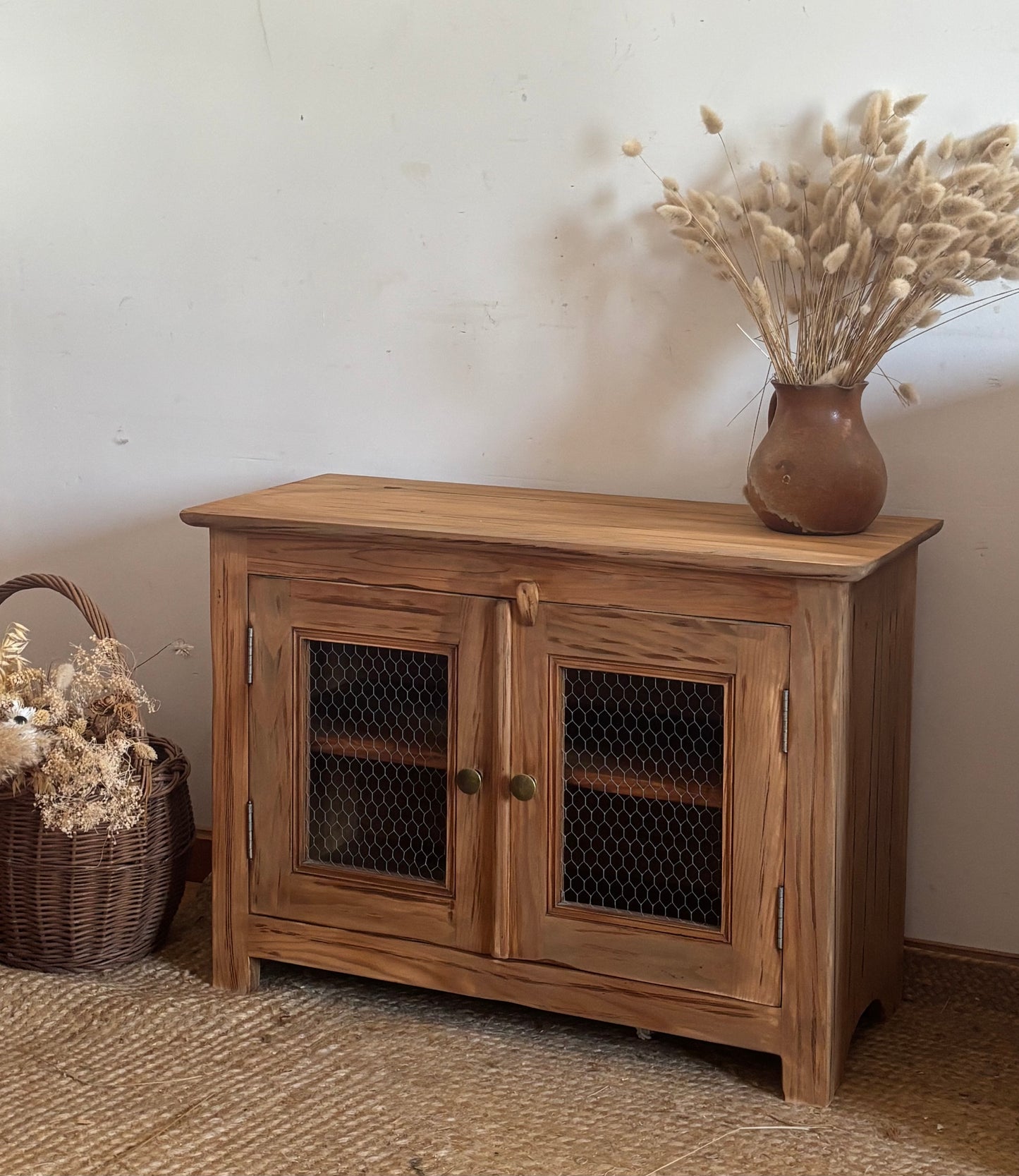 Meuble télé tv ancien en bois massif brut