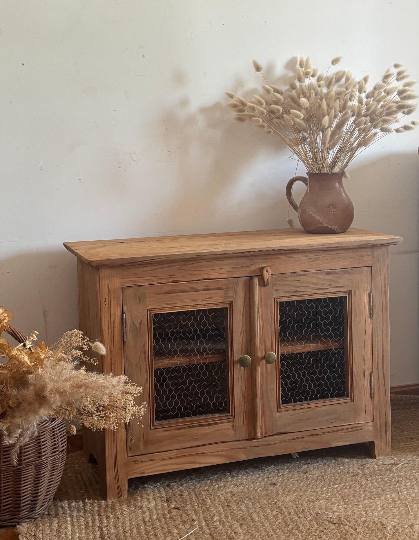 Meuble télé tv ancien en bois massif brut