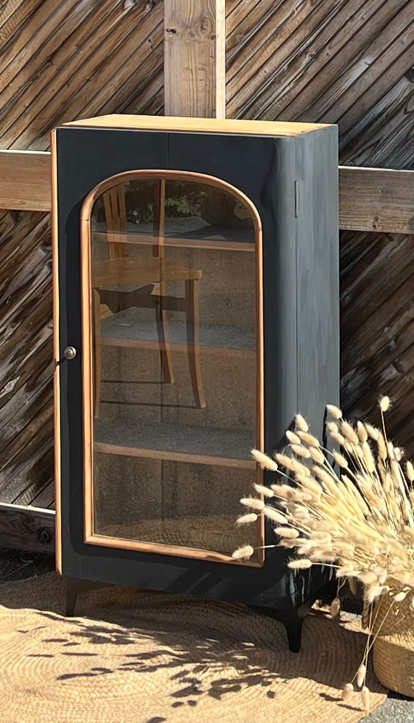 Bibus ancien en bois massif brut et noir mat