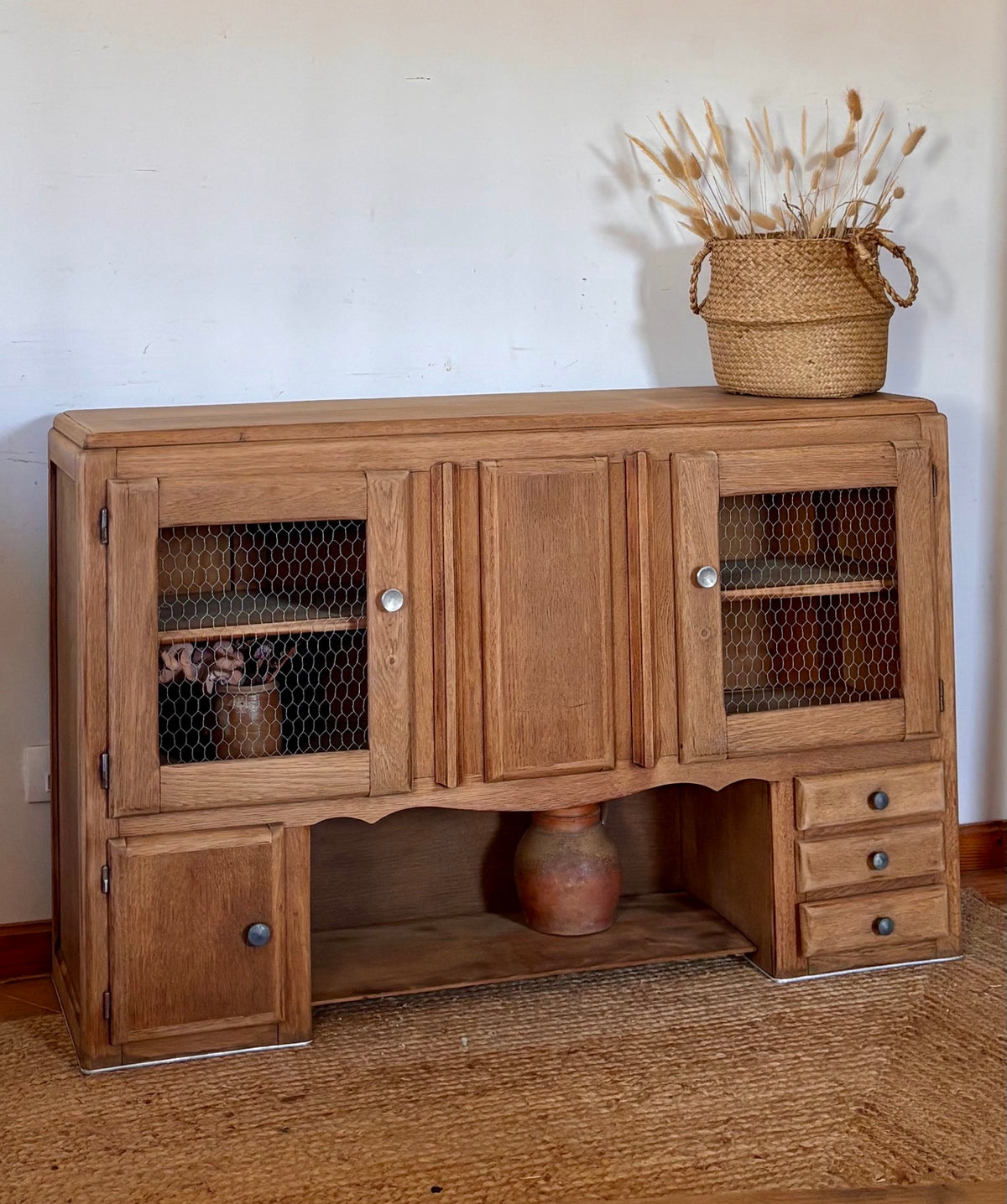 Meuble télé tv ancien en chêne brut