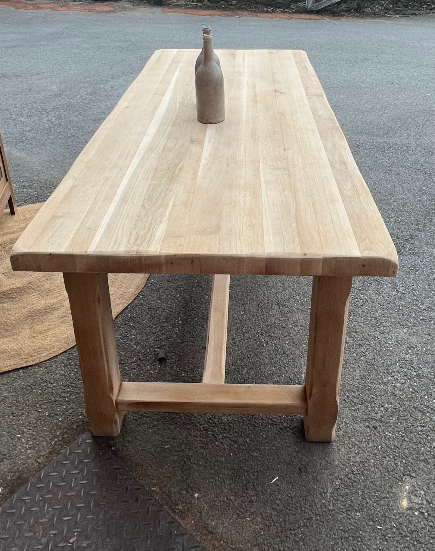 Grande table ancienne rénovée 2 rallonges en chêne massif brut