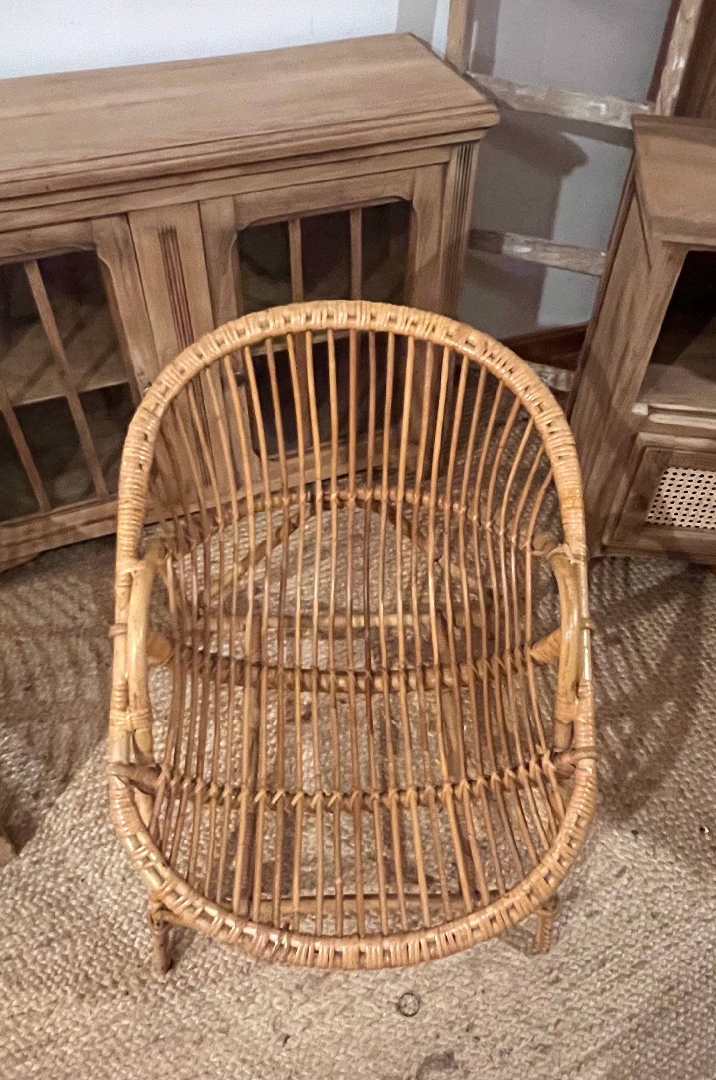 Fauteuil en rotin vintage des années 60