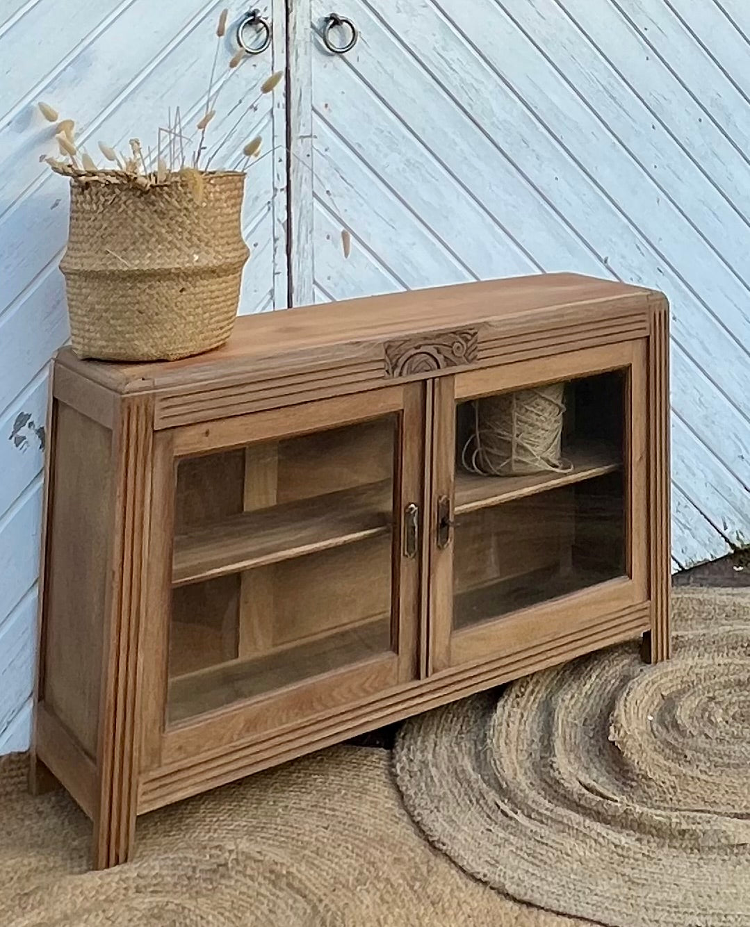 Meuble télé tv ancien en bois massif brut