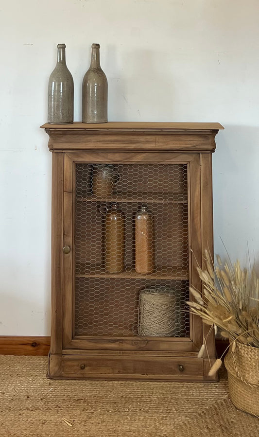 Meuble d’entrée ancien - Bibus - vitrine - console en bois brut