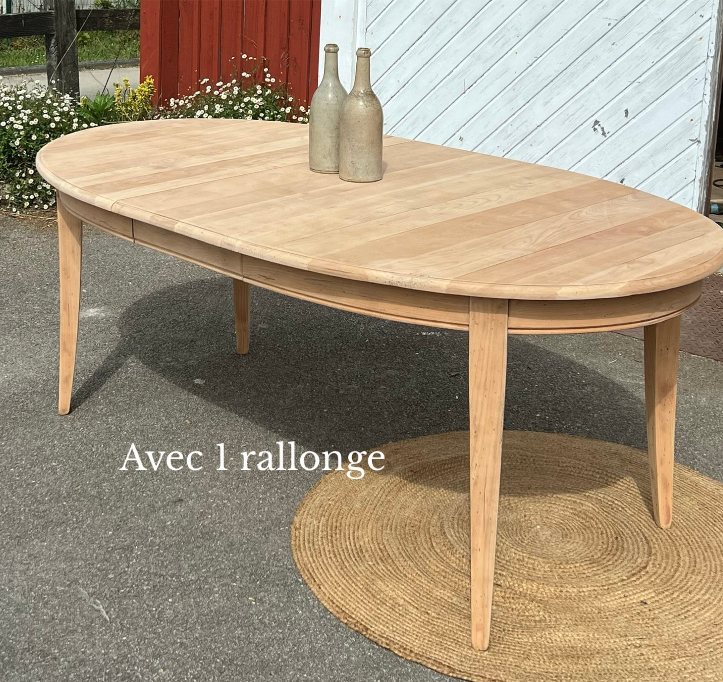 Grande table familiale renovee 4 rallonges en bois massif brut