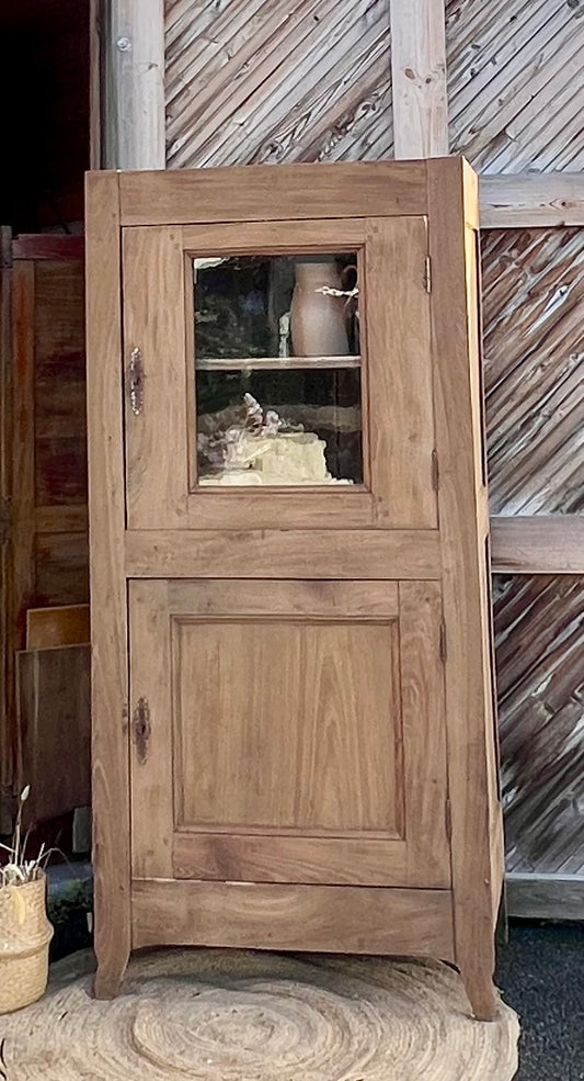 Bonnetière ancienne en chêne massif brut - armoire vaisselier