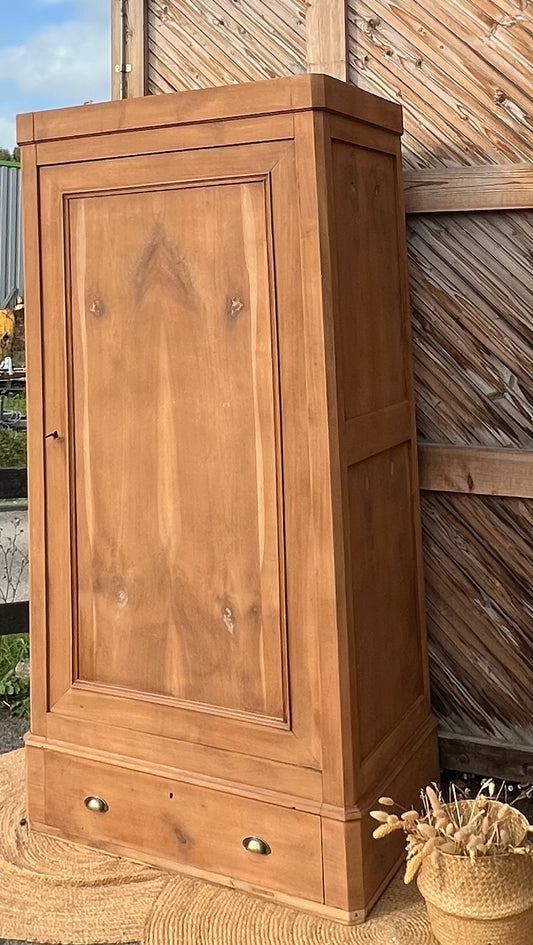Armoire 1 porte ancienne : penderie + étagère + tiroir