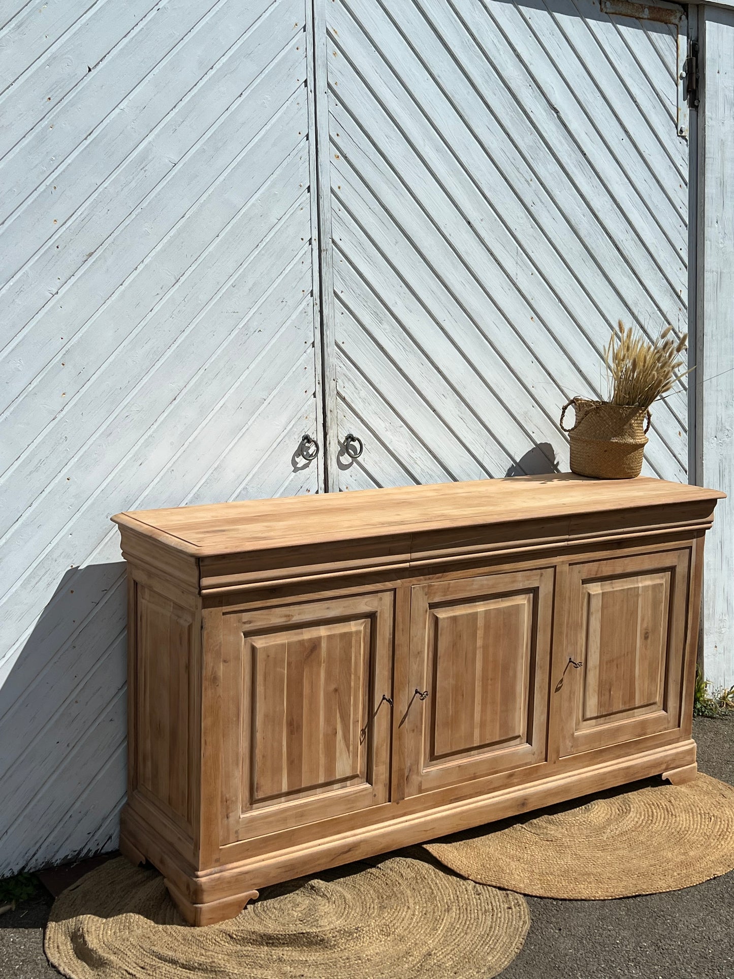 Grande enfilade / buffet ancien rénové- 3 tiroirs en bois massif brut