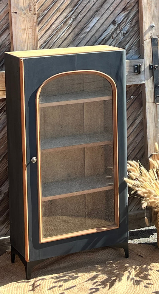 Bibus ancien en bois massif brut et noir mat