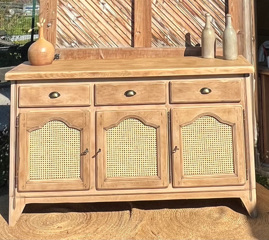 Buffet rénové - enfilade en chêne brut 3 portes 3 tiroirs