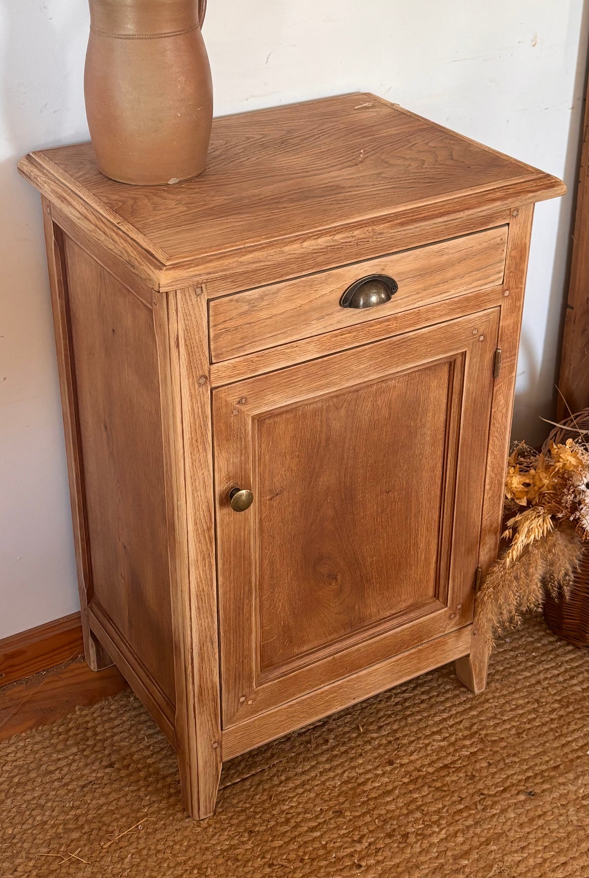 Confiturier ancien en chêne massif brut - buffet 1 porte - meuble vasque