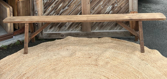 Banc de ferme ancien en chêne massif brut